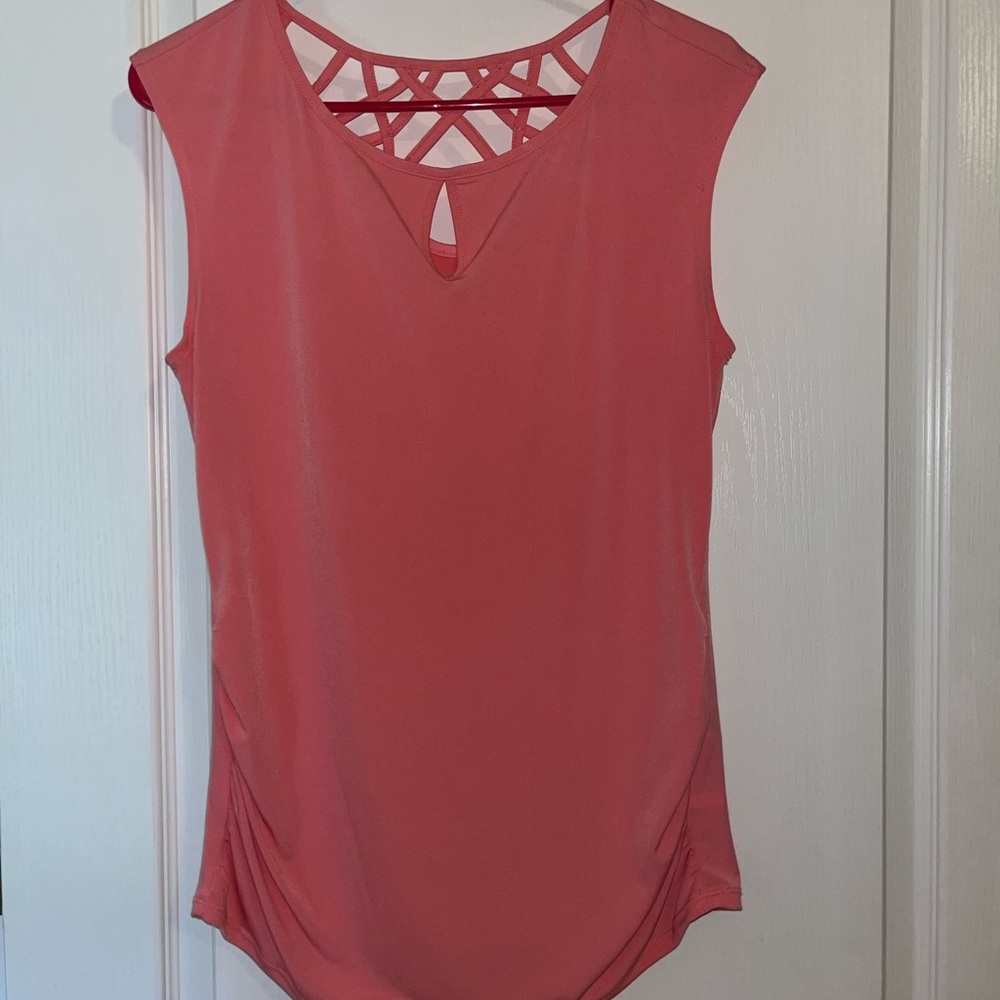 New York & Company Coral Tank Top with Cutout Design